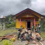 Satgas Yonif 751/VJS Renovasi Gereja Santo Petrus Serwan di Kampung Wanbakon: Dukung Ibadah, Pererat Kebersamaan
